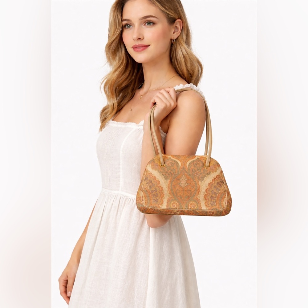 Vintage Elegant Paisley Shoulder Bag - Orange and Creams Bienen Davis
